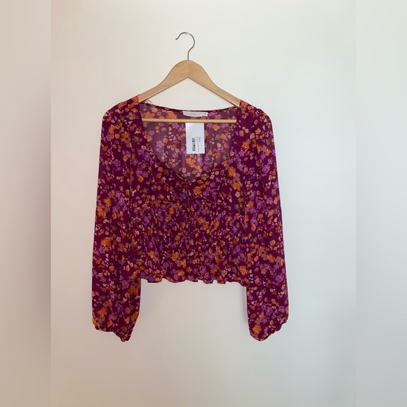 Lush NWT Size Medium Floral Top with Cinched Waist - Picture 1 of 4